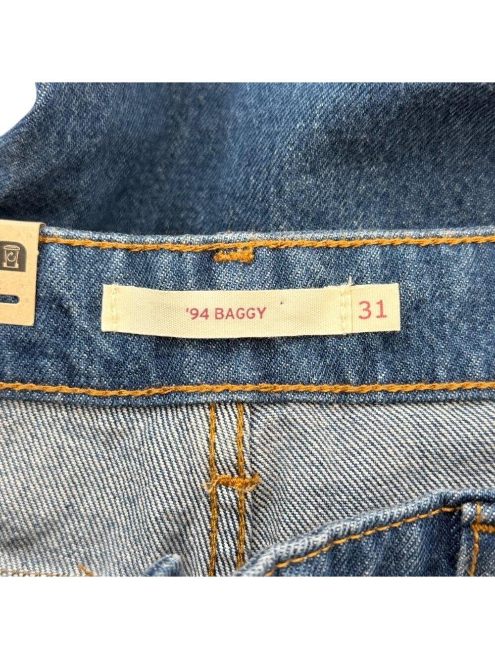 Levis Womens 31x30 Jeans 94 Baggy Cargo Blue Utility Denim Adjustable-Hem NEW - Picture 3 of 10